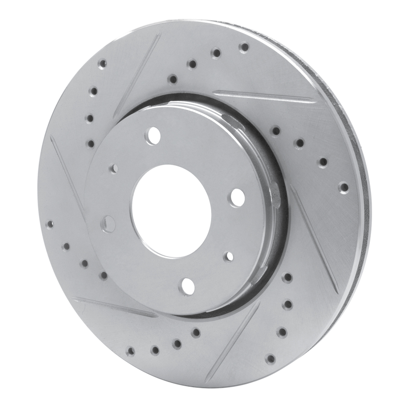 Volvo S40 Brake Rotor (1) - Front Left - R1 Concepts - Drilled & Slotted - Silver - `00-`04